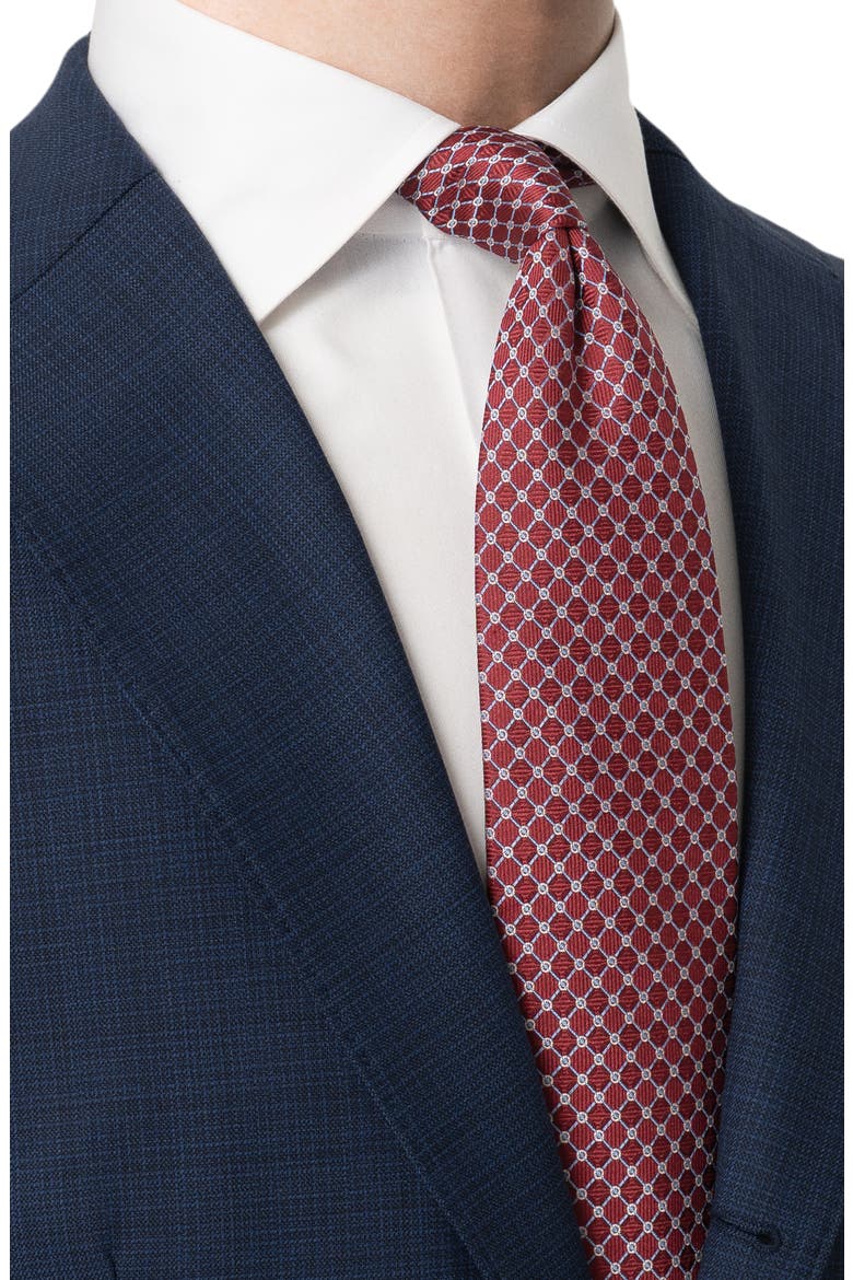 Geometric Jacquard Silk Tie, Alternate, color, RED