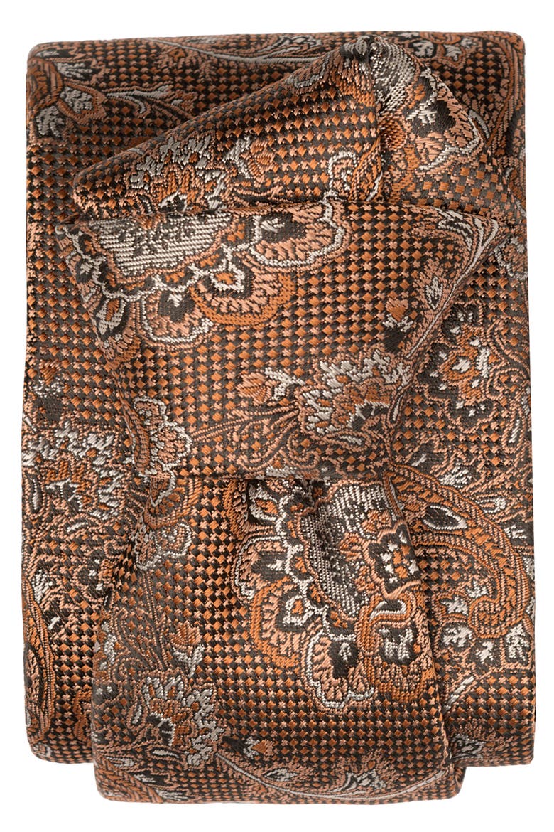 Montello - Extra Long Silk Jacquard Tie for Men, Main, color, Salmon