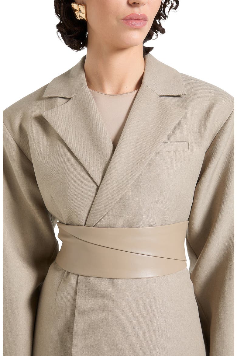 Marie Twist Sleeve Tailored Blazer with Belt, Alternate, color, Taupe