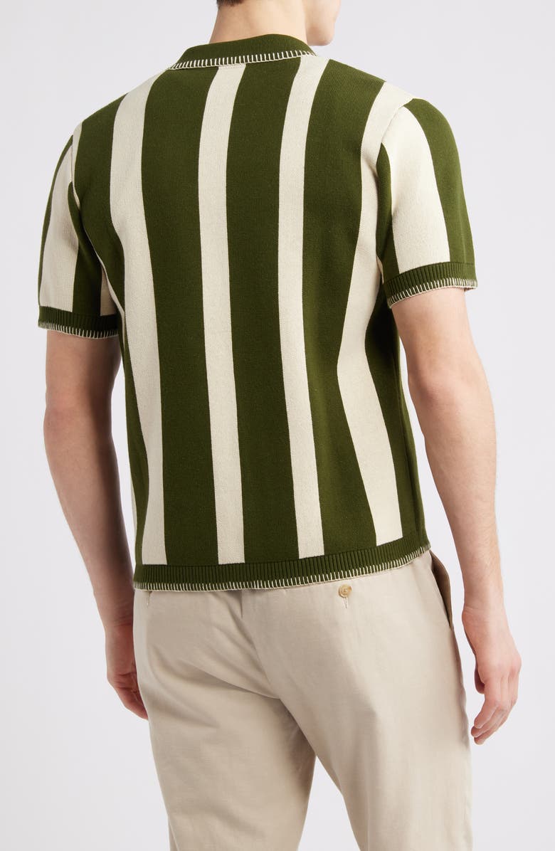 Percival Stripe Knit Camp Shirt, Alternate, color, Forest