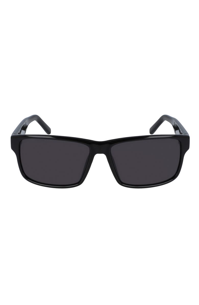 FERRAGAMO 58mm Rectangle Sunglasses, Main, color, Black
