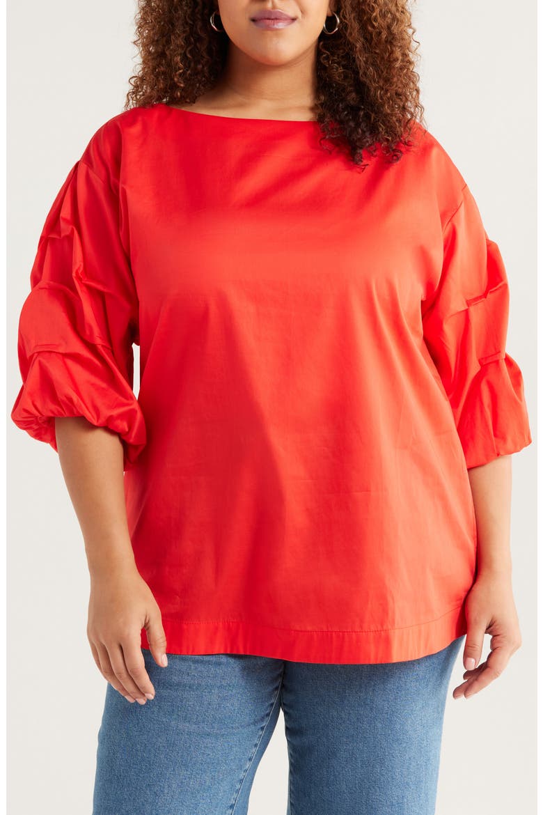 Balia Cotton Popover Top, Main, color, POPPY RED