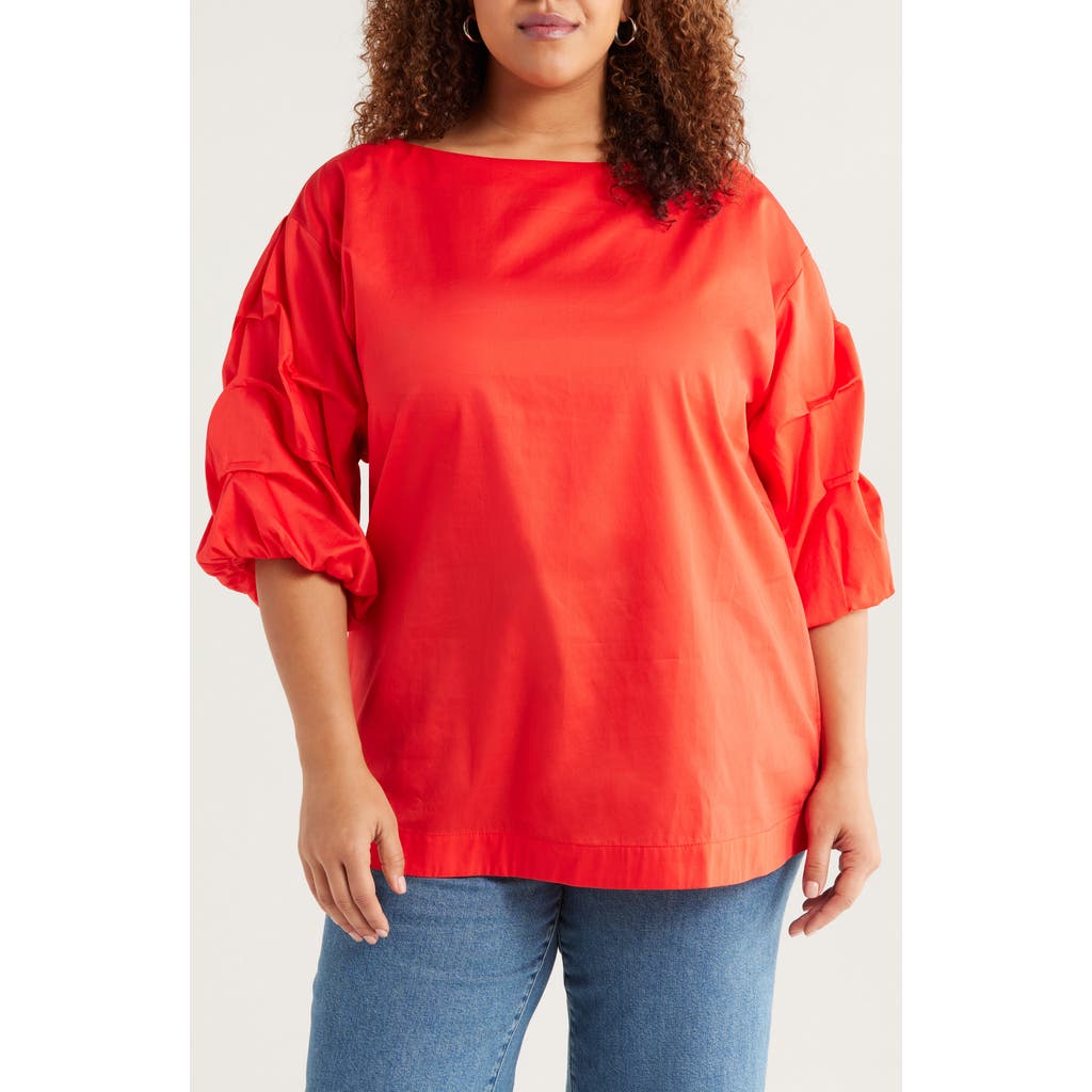 HARSHMAN Balia Cotton Popover Top in Poppy Red  product