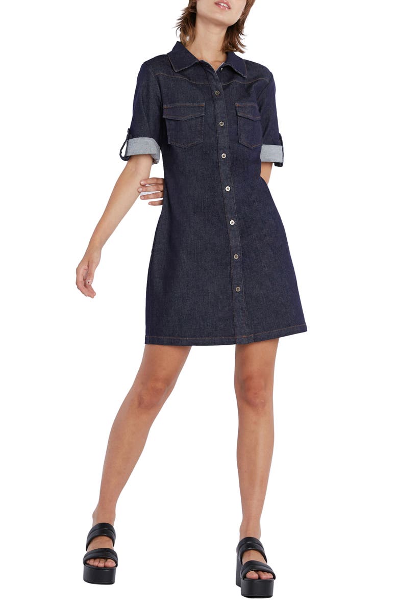 Wash Lab Denim Denim Mini Shirtdress, Main, color, 