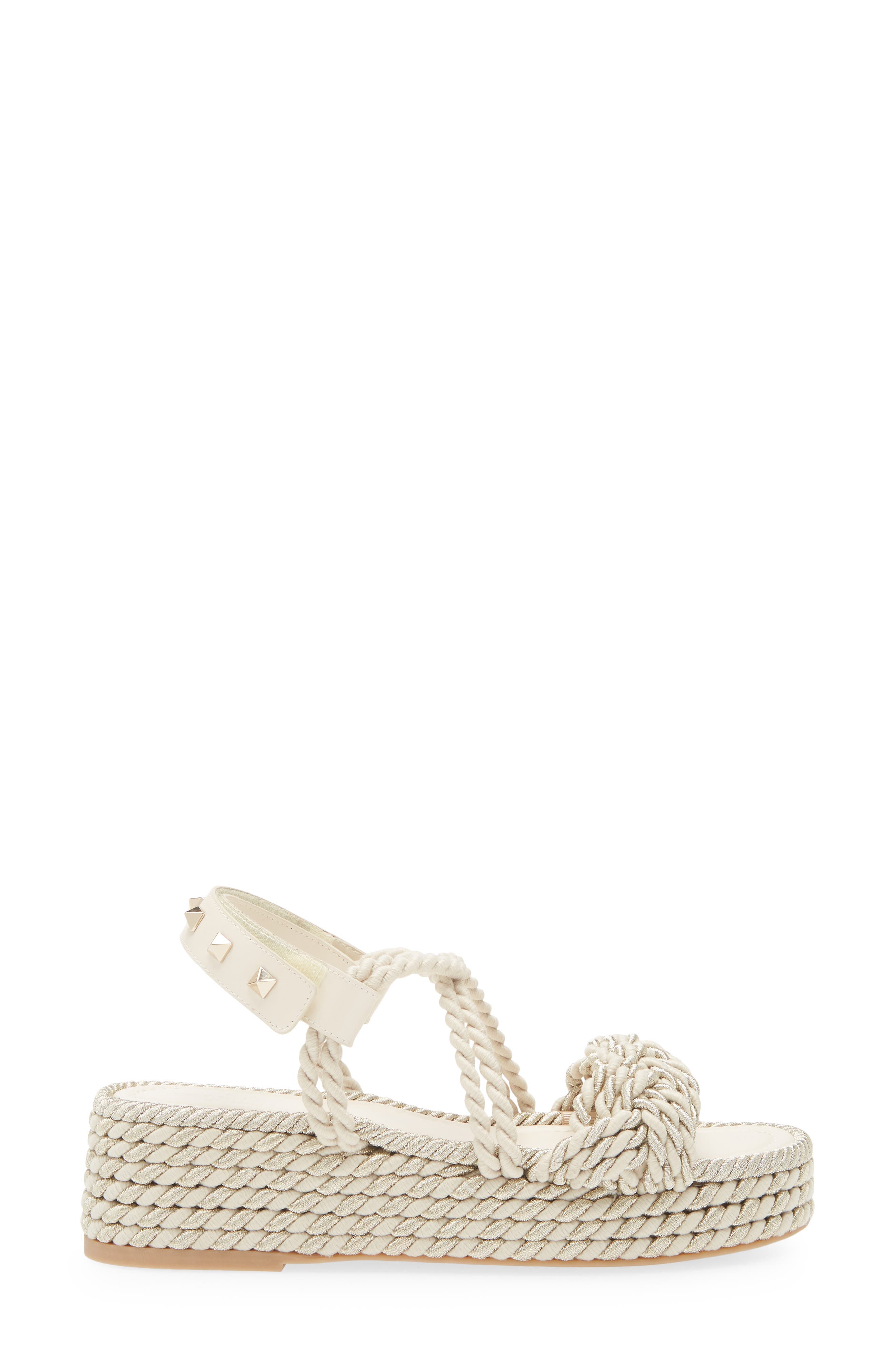 Rockstud Torchon Platform Sandal, Alternate, color, LIGHT IVORY