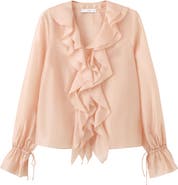 MANGO Ruffle Chiffon Top