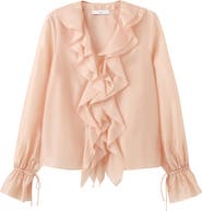 MANGO Ruffle Chiffon Top