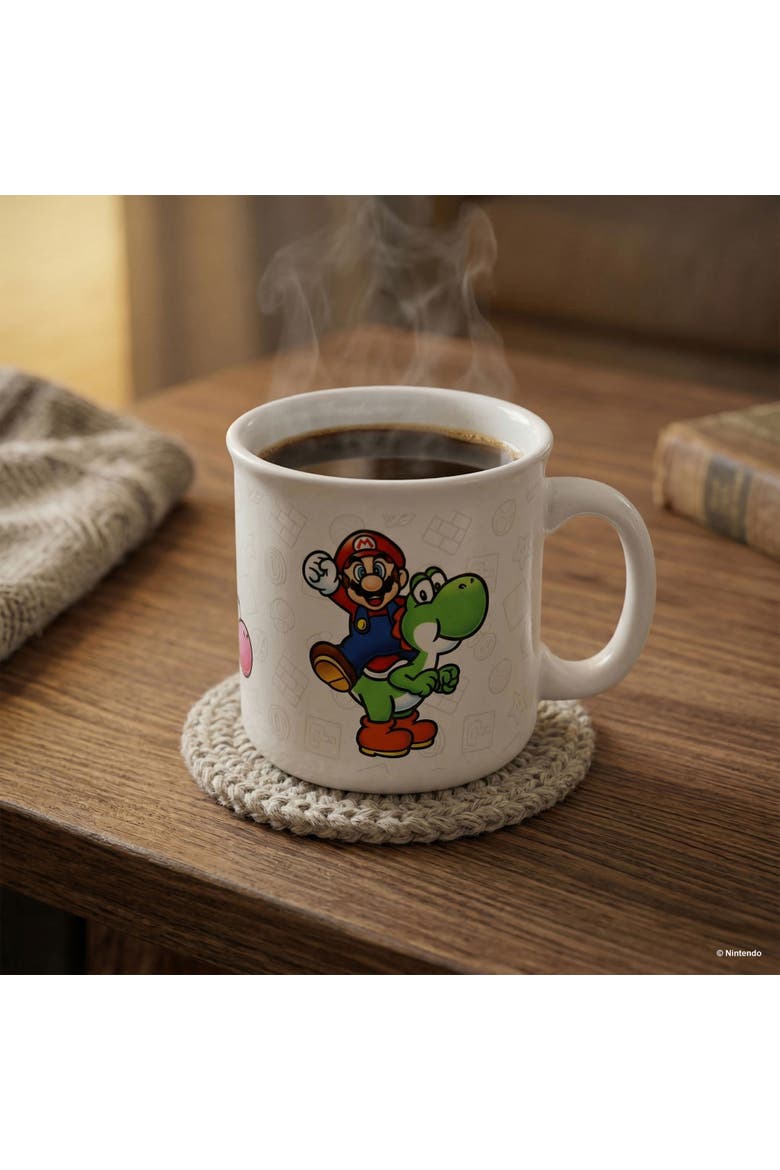 20 oz Super Mario Mario & Yoshi Ceramic Camper Mug, Alternate, color, White