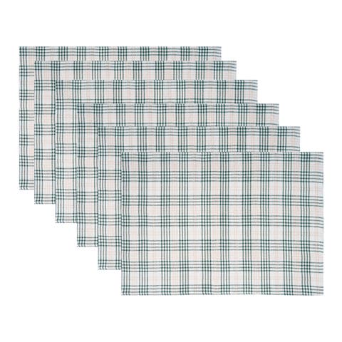 Sage & Gold Plaid Placemats Set of 6, 13" x 19"