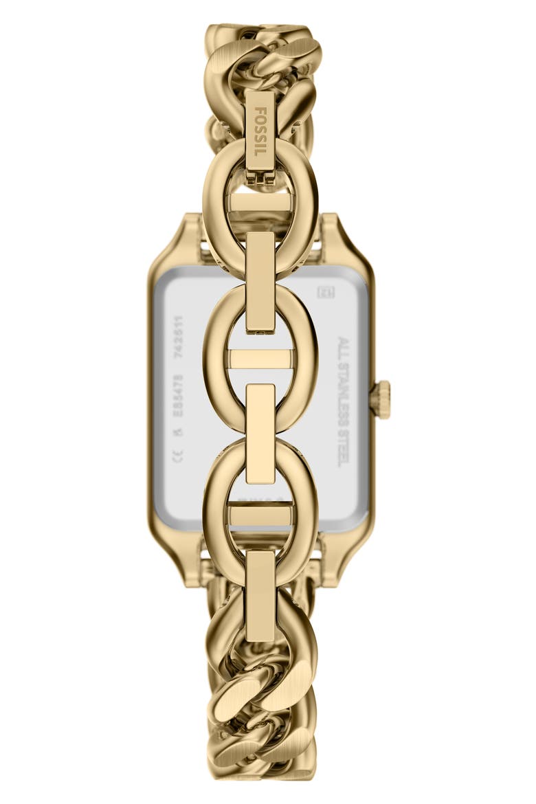 Raquel Tank Curb Chain Bracelet Watch, 23mm x 38mm, Alternate, color, GOLD