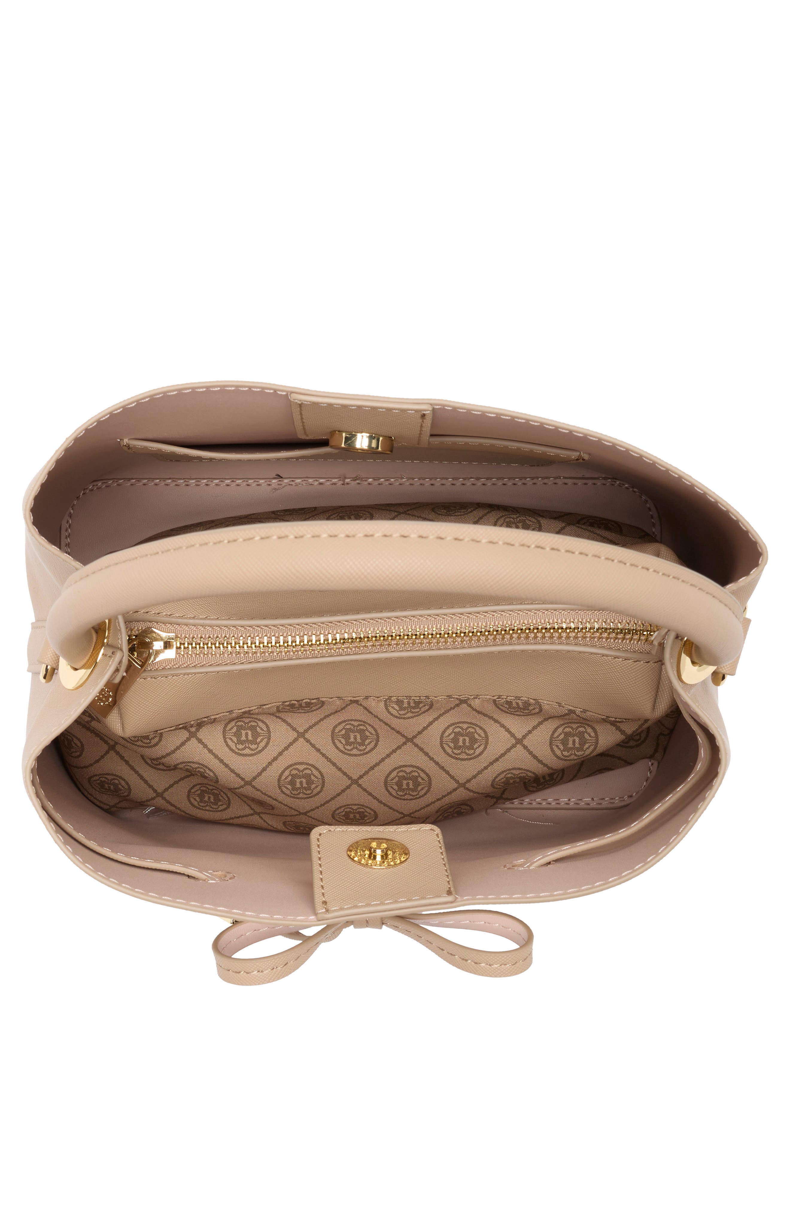 Nanette Lepore Kamilah Front Tie Bucket Bag, Alternate, color, Warm Taupe - Cameo Rose