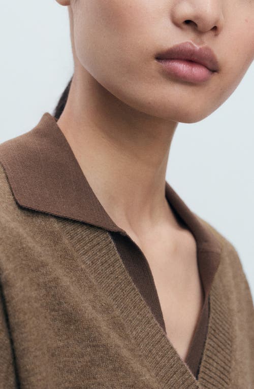 Mango V-neck Cardigan In Brown