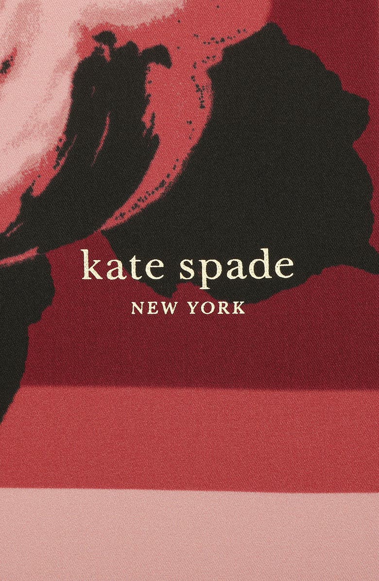 Kate Spade New York park roses silk squar scarf, Alternate, color, Roasted Pomegranate