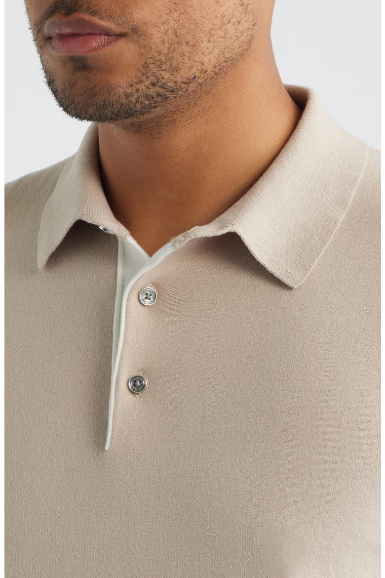 Finch Short Sleeve Linen & Cotton Polo Sweater, Alternate, color, OATMEAL