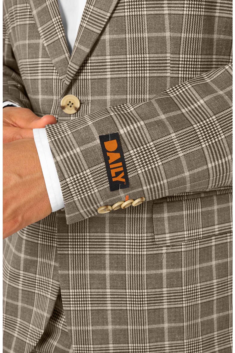 Daily Slim Fit Tan Glen Check Stretch Suit, Alternate, color, TAN
