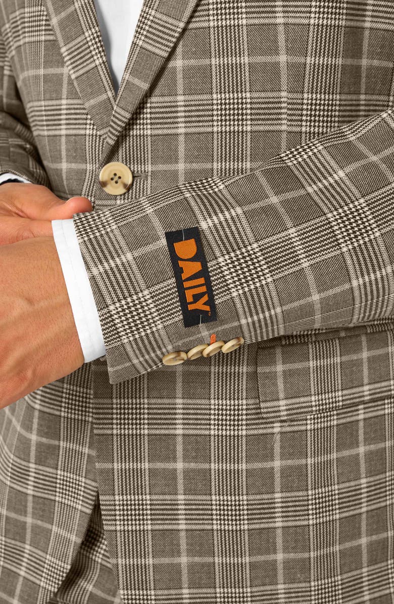 OppoSuits Daily Slim Fit Tan Glen Check Stretch Suit, Alternate, color, Tan