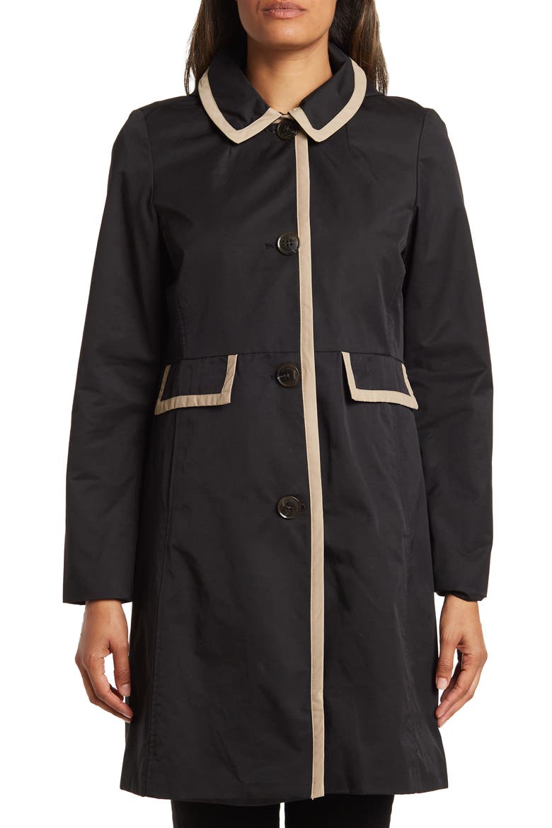outerwear trench coat, Alternate, color, BLACK