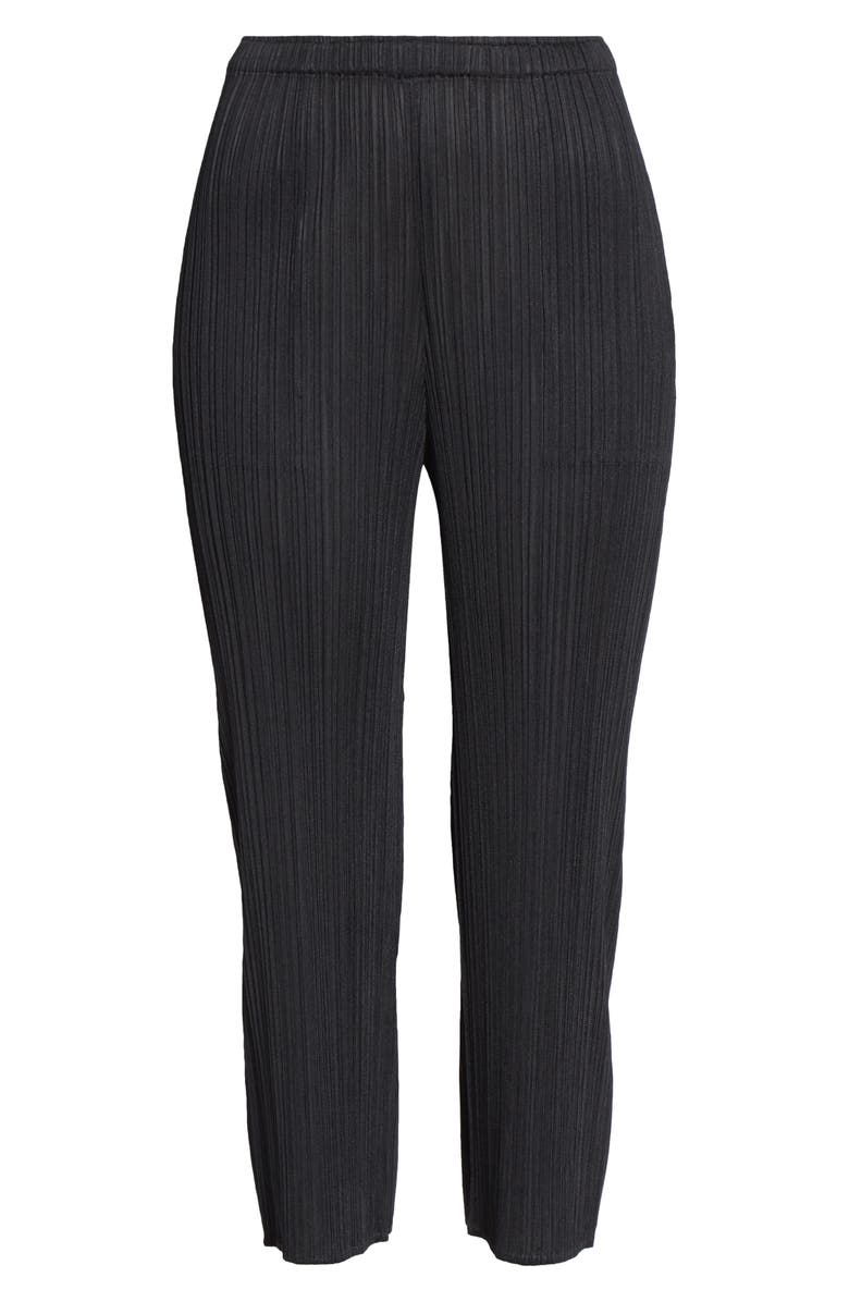 Pleats Please Issey Miyake Pleated Crop Skinny Pants, Alternate, color, Black