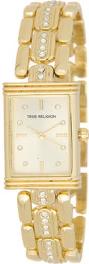 True Religion Crystal Accent Rectangle Analog Watch