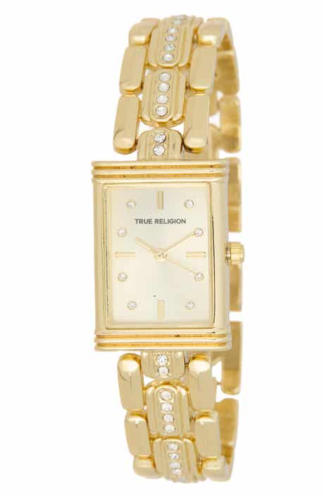 Crystal Accent Rectangle Analog Watch
