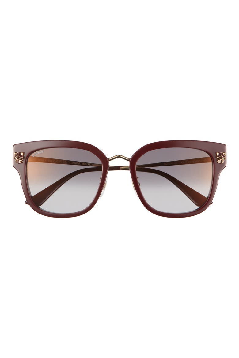 55mm Gradient Round Sunglasses, Main, color, BURGUNDY