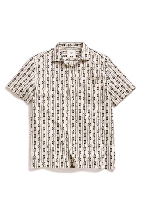 BoucléTrim Short Sleeve Button-Up Shirt