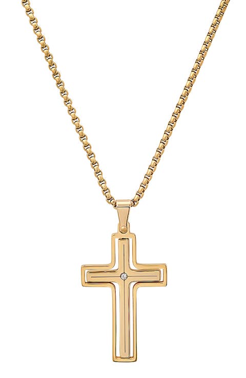 Men's Stainless Steel Crystal Cross Pendant Necklace