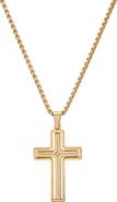 HMY JEWELRY Men's Stainless Steel Crystal Cross Pendant Necklace