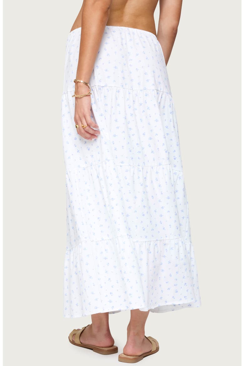Charley Tiered Floral Maxi Skirt, Alternate, color, WHITE