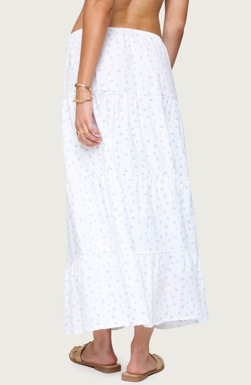 Edikted Charley Floral Tiered Maxi Skirt In White