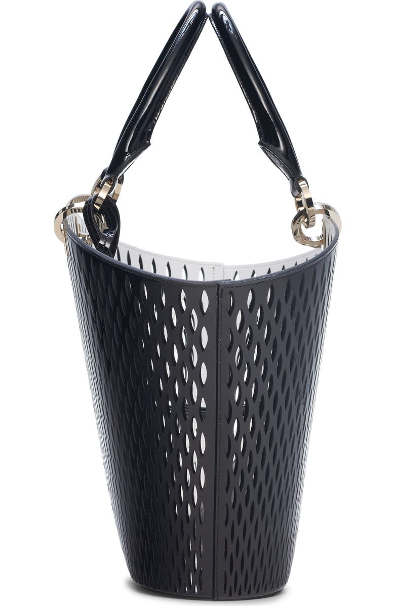 TOM FORD Medium Cutout Patent Leather Panier Tote, Alternate, color, Black