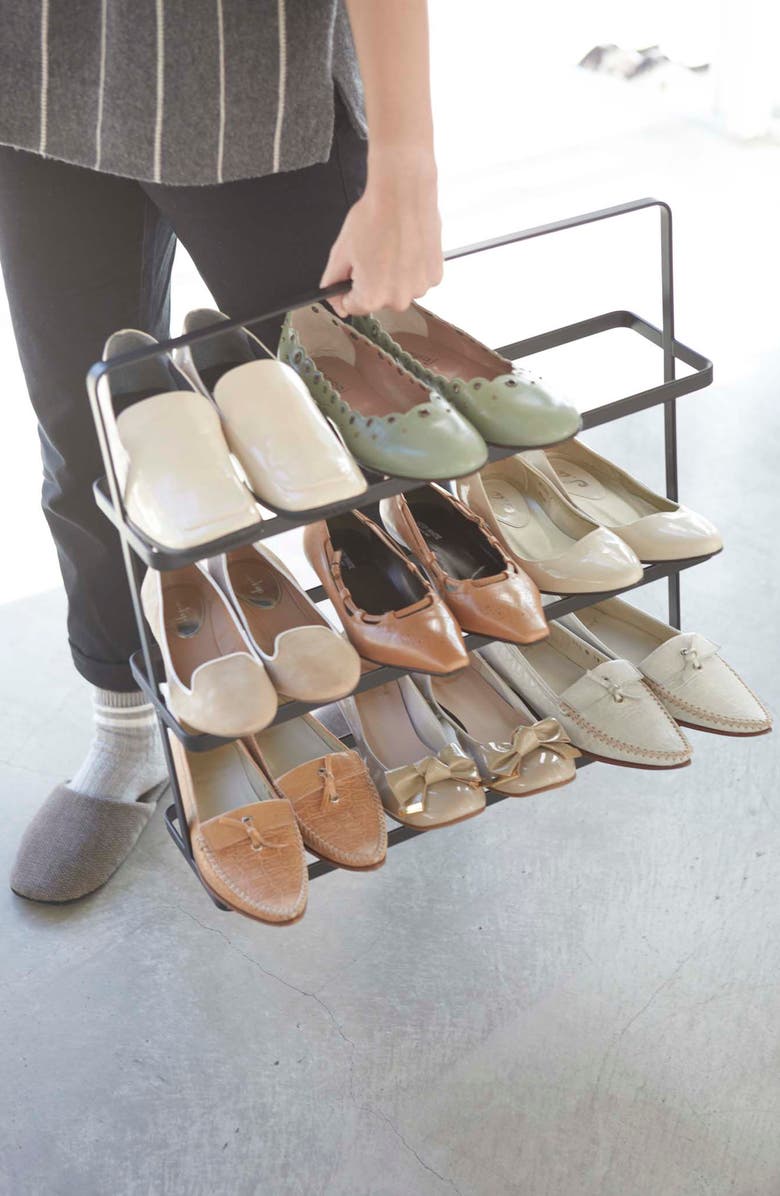 Yamazaki Steel Tower Shoe Rack, Alternate, color, Black