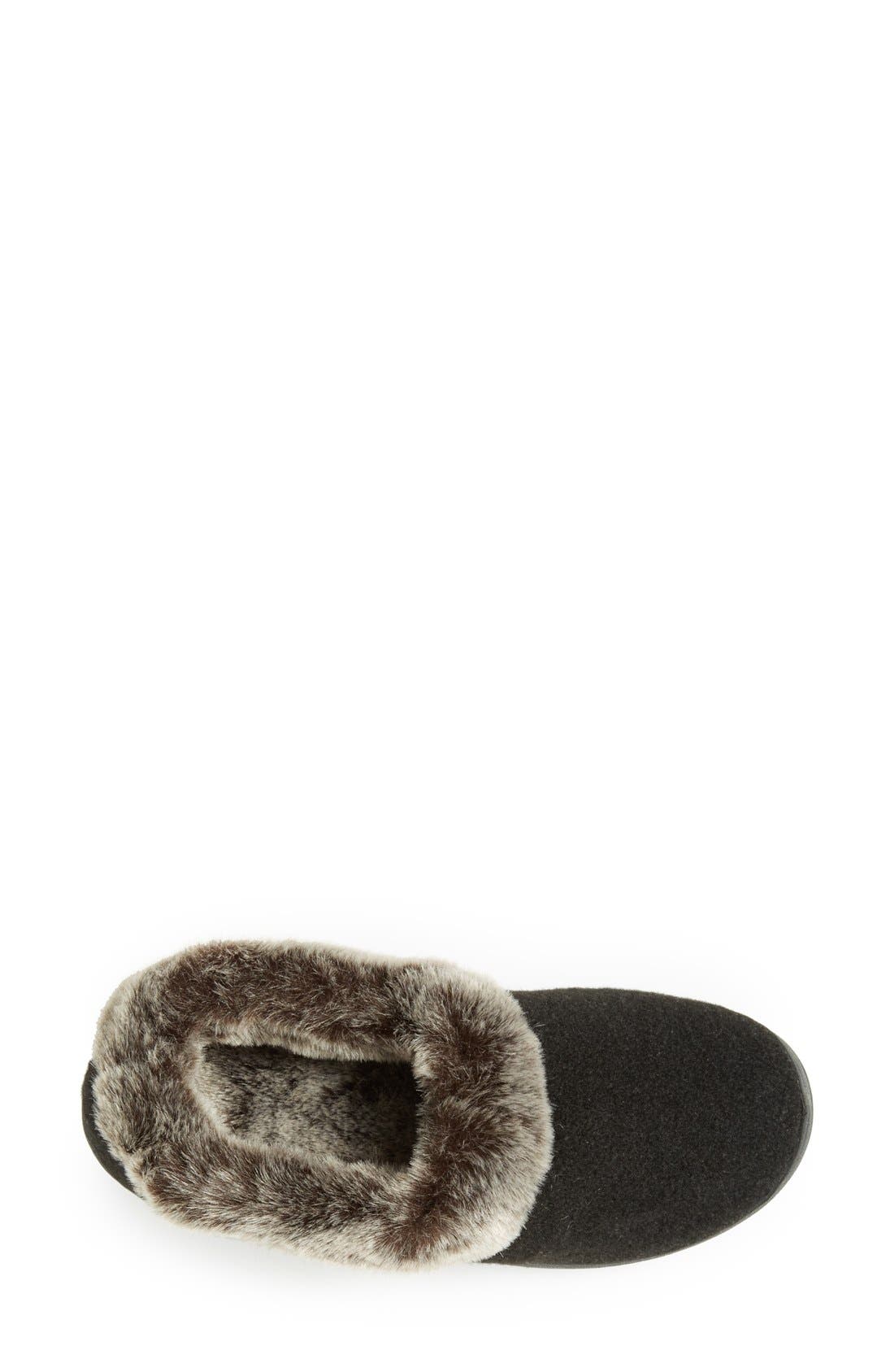 Acorn Faux Fur Slipper, Alternate, color, Black