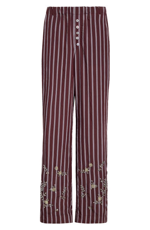 Beaded Boxer Straight Leg Pants