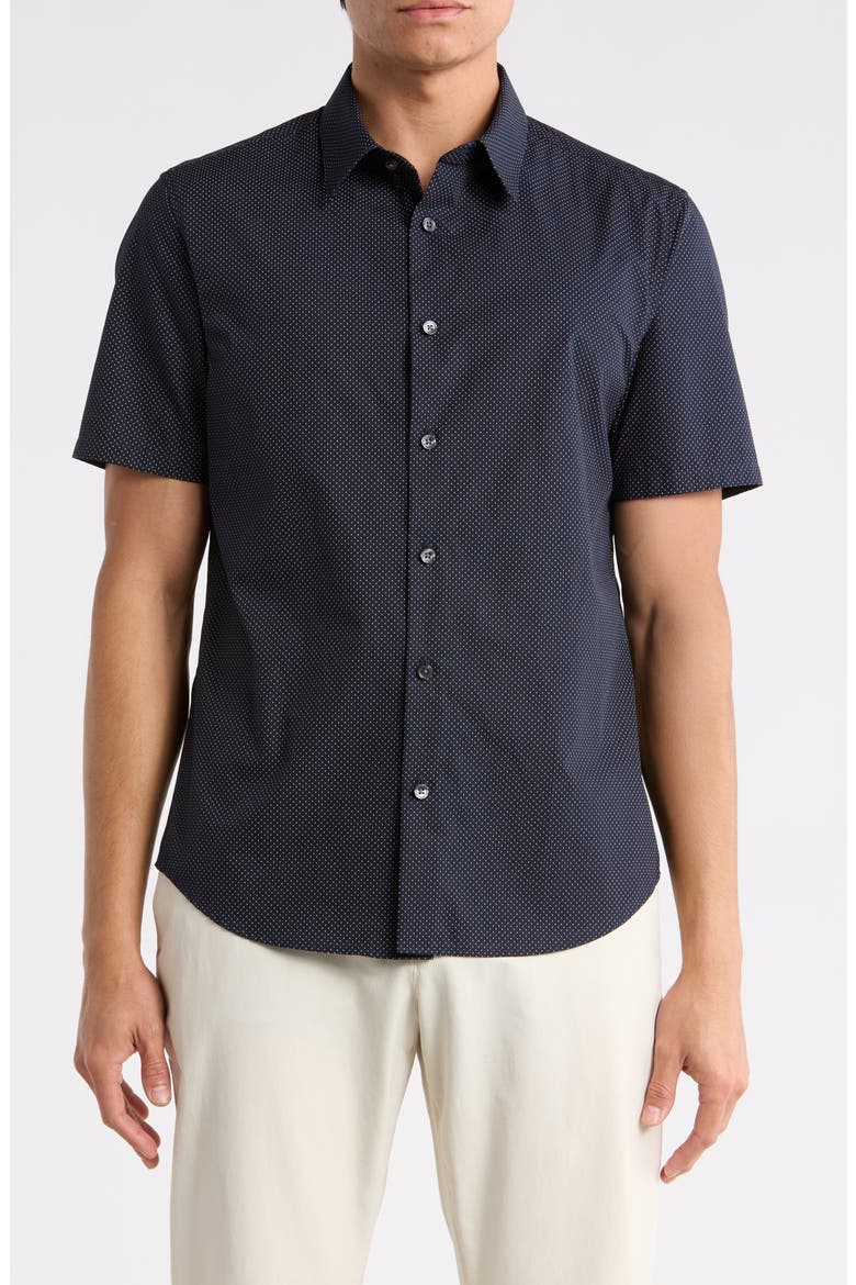Irving Short Sleeve Cotton Button-Up Shirt, Main, color, ECLIPSE/WHITE