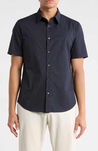 Theory Irving Short Sleeve Cotton Button-Up Shirt