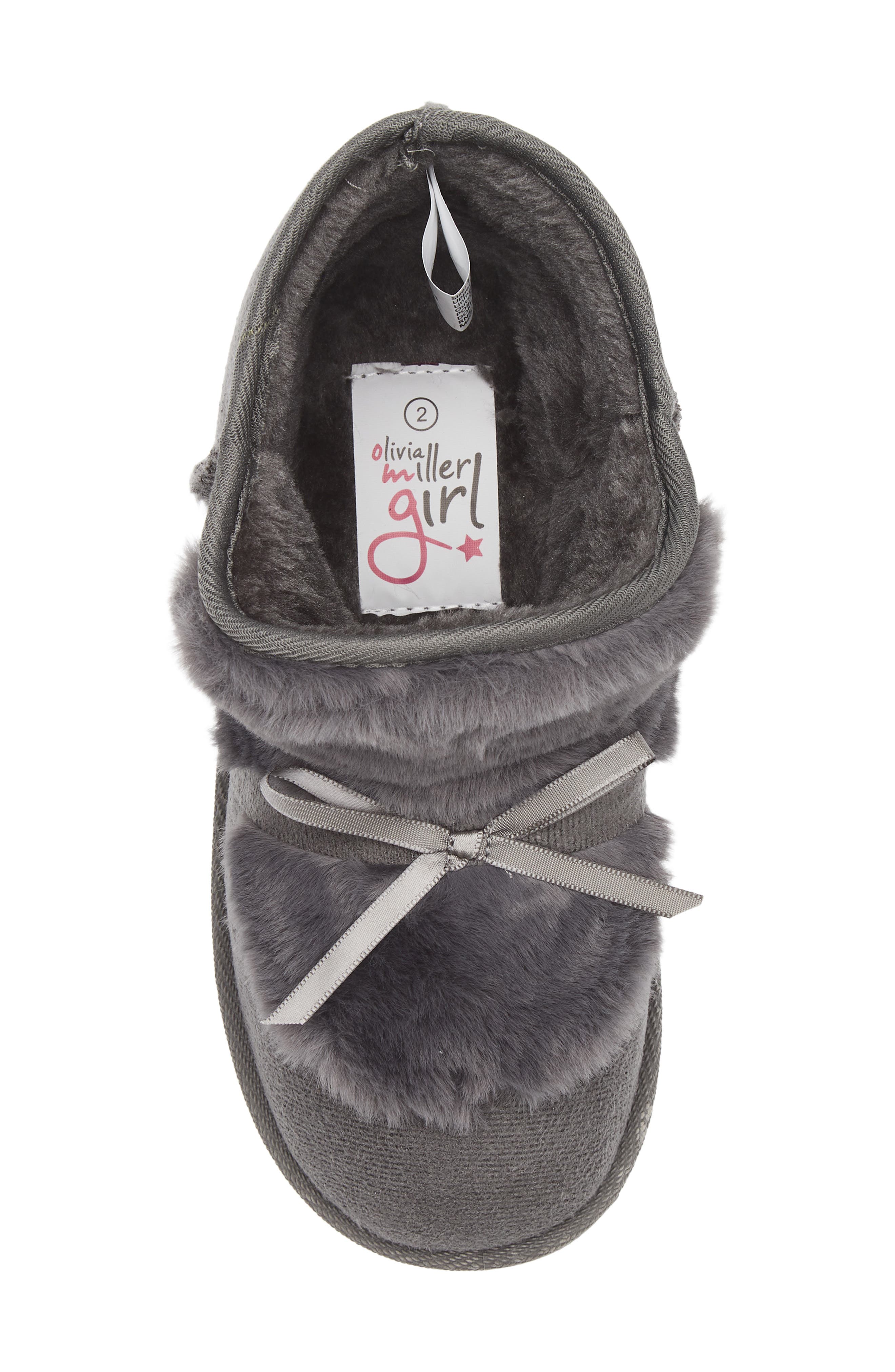 OLIVIA MILLER Kids' Faux Fur Lined Slipper Boot, Alternate, color, Grey