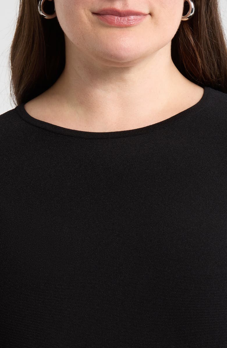 Nordstrom Short Sleeve Peplum Sweater, Alternate, color, Black