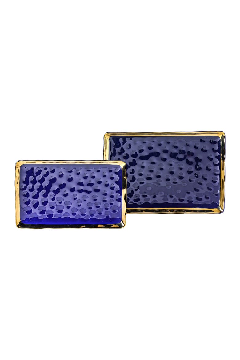 Florian Porcelain 2-Piece Serving Rectangular Plate Set, Main, color, Blue