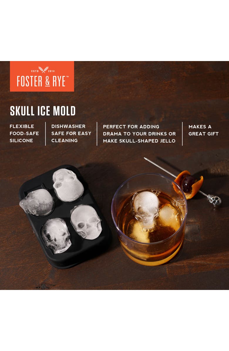 Foster & Rye Skull Ice Mold, Alternate, color, Black
