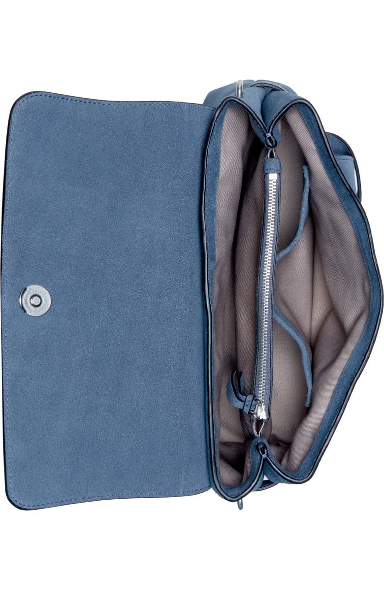 rag & bone Lexington Flap Suede Crossbody Bag, Alternate, color, Denim Blue