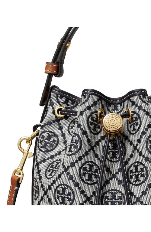 Tory Burch Mini T Monogram Jacquard Bucket Bag In Tory Navy