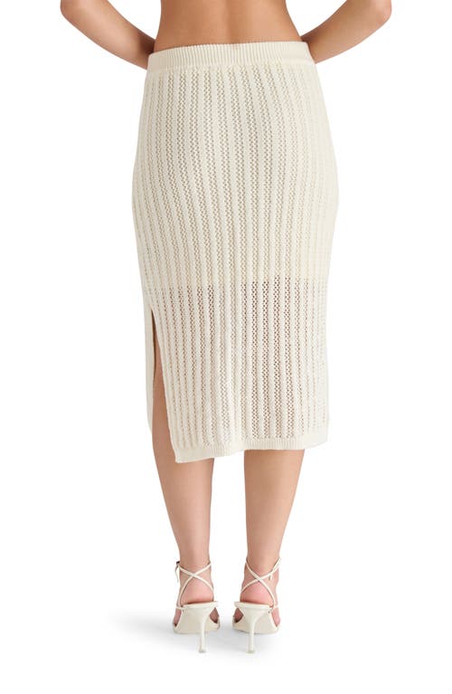 Steve Madden Open Knit Midi Skirt In Marshmallow