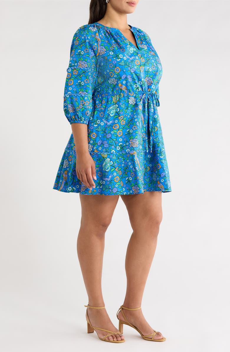 SUGARLIPS Floral Dabria Cotton Dress, Alternate, color, Blue-Greens