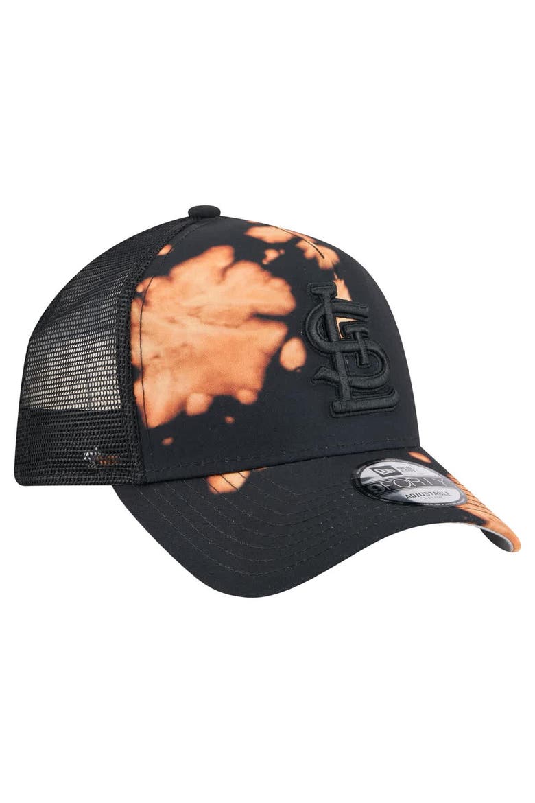 Men's New Era  Black St. Louis Cardinals Bleached A-Frame 9FORTY Adjustable Hat, Alternate, color, Black