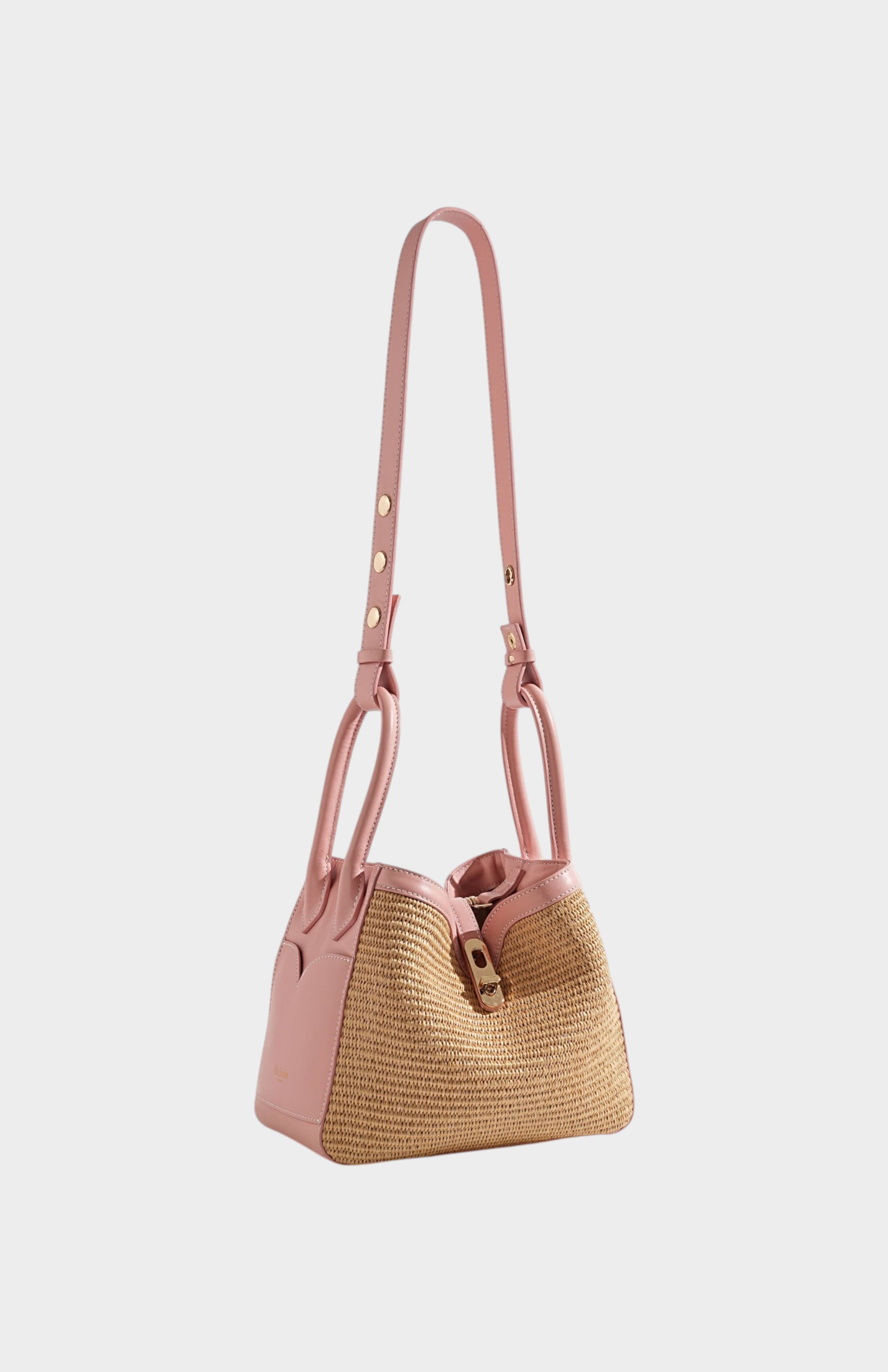 Cotswolds Raffia and Nappa Leather Crossbody Bag, Alternate, color, Sakura