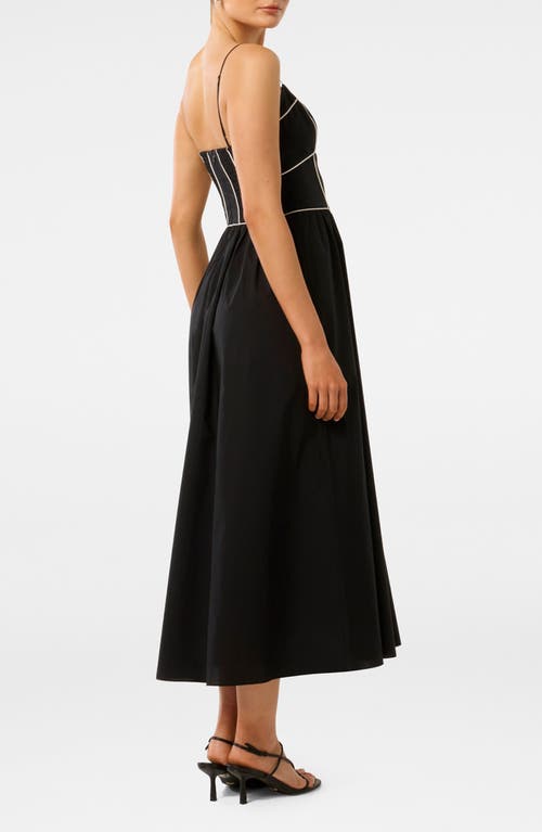 Ever New Gemma Contrast Piping Cotton Midi Dress In Black