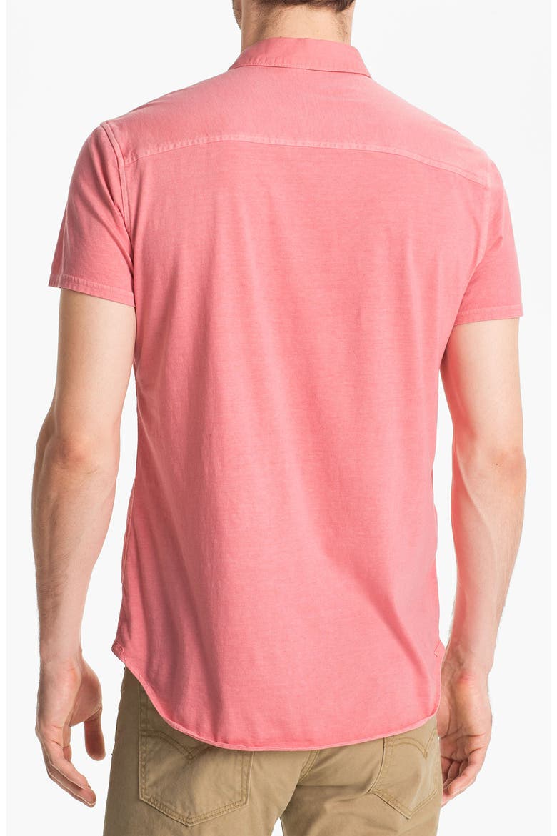 Short Sleeve Woven Pullover Shirt, Alternate, color, ROSE