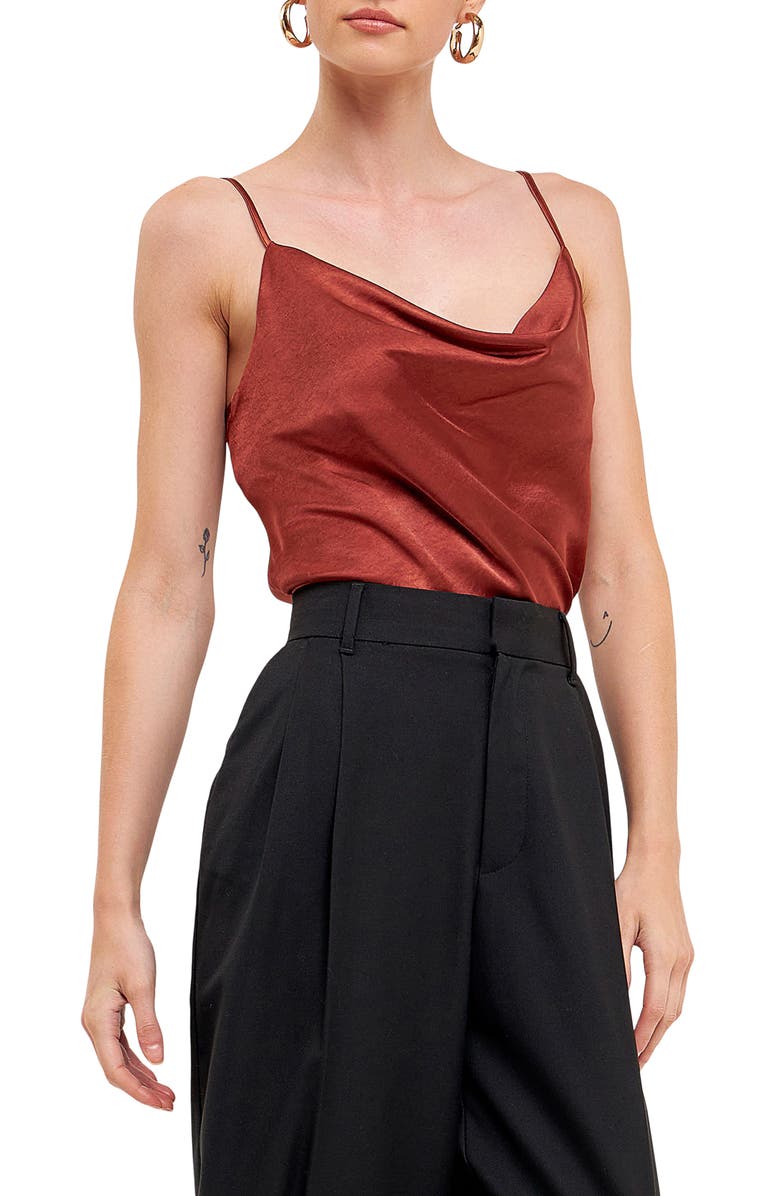 Endless Rose Cowl Neck Camisole, Alternate, color, Brown