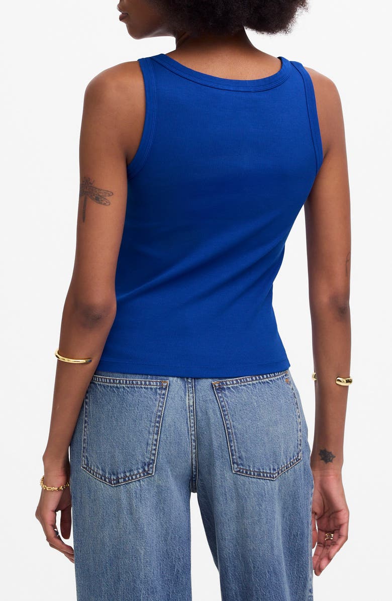 Madewell High Neck Cotton Tank, Alternate, color, Brilliant Sapphire